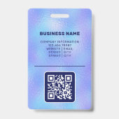 Iridescent Faux Folie Logo Foto QR-Code Naam Badge (Achterkant)