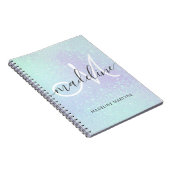 Iridescent Faux Holographic Glitter Monogram Notitieboek (Rechterzijde)