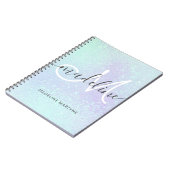 Iridescent Faux Holographic Glitter Monogram Notitieboek (Linkerzijde)