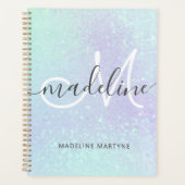 Iridescent Faux Holographic Glitter Monogram Planner (Voorkant)