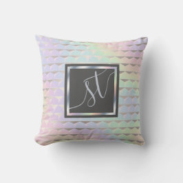 Iridescent Faux Holographic Pattern Monogram Kussen