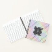 Iridescent Faux Holographic Pattern Monogram Notitieboek (Binnen)