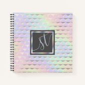 Iridescent Faux Holographic Pattern Monogram Notitieboek (Voorkant)