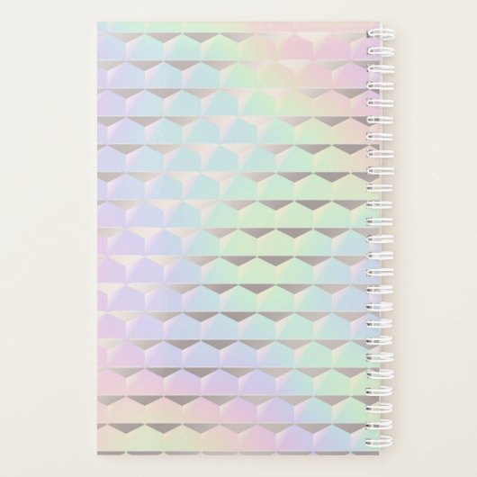 Iridescent Faux Holographic Pattern Monogram Planner (Achterkant)