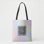 Iridescent Faux Holographic Pattern Monogram Tote Bag (Voorkant)