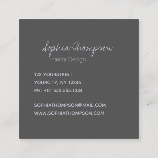 Iridescent Faux Holographic Pattern Monogram Vierkante Visitekaartje (Achterkant)