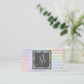 Iridescent Faux Holographic Pattern Monogram Visitekaartje (Staand voorkant)