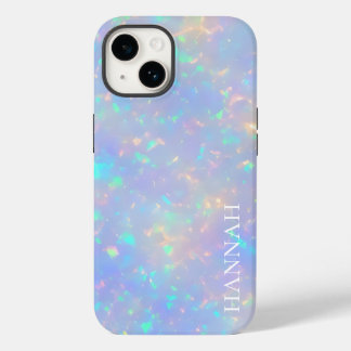 Iridescent Faux Opal w /  naam Case-Mate iPhone 14 Hoesje
