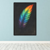 Iridescent Feather Abstracte kunst Canvas Afdruk (Insitu (Houten vloer))