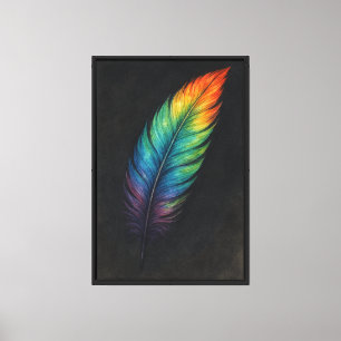 Iridescent Feather Abstracte kunst Canvas Afdruk