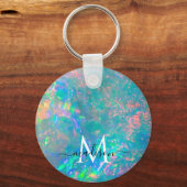 Iridescent Fire Opal Monogram Script Name Sleutelhanger (Achterkant)