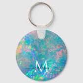 Iridescent Fire Opal Monogram Script Name Sleutelhanger (Achterkant)