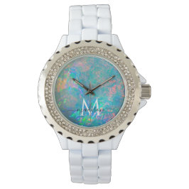 Iridescent Fire Opal Script Name Watch Horloge
