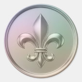 Iridescent Fleur de Lis Envelope Seal Embossed  Ronde Sticker (Voorkant)