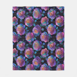 Iridescent Floral Wrapping met Red Ribbon Bow Fleece Deken