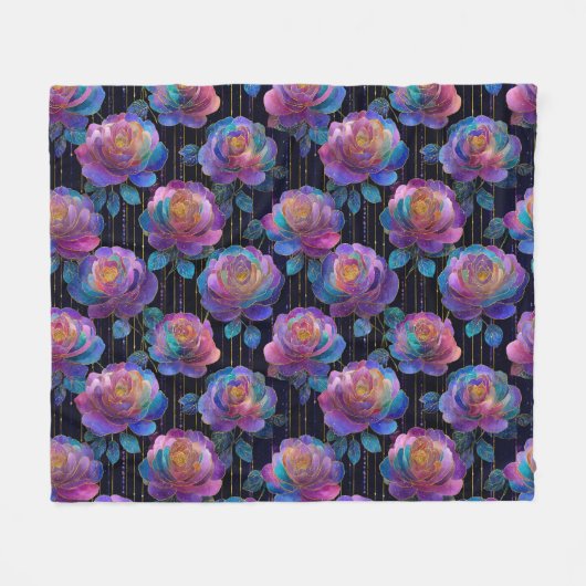 Iridescent Floral Wrapping met Red Ribbon Bow Fleece Deken (Voorkant (Horizontaal))