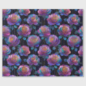 Iridescent Floral Wrapping with Red Ribbon Bow Cadeaupapier (Vlak)