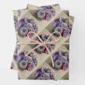 Iridescent Flowers Glittery Gold Gift Wrap Set Inpakpapier Vel (In situ)