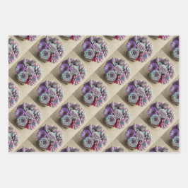 Iridescent Flowers Glittery Gold Gift Wrap Set Inpakpapier Vel