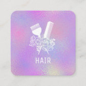 *~* Iridescent Foil Rainbow Comb Flowers Bruse AP6 Vierkante Visitekaartje (Voorkant)