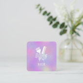 *~* Iridescent Foil Rainbow Comb Flowers Bruse AP6 Vierkante Visitekaartje (Staand voorkant)