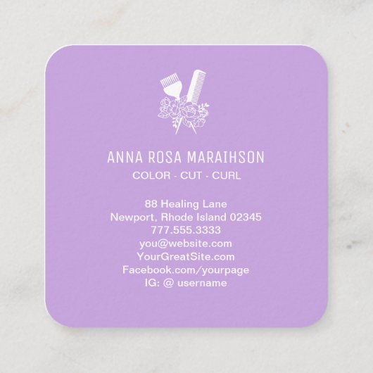 *~* Iridescent Foil Rainbow Comb Flowers Bruse AP6 Vierkante Visitekaartje (Achterkant)