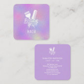 *~* Iridescent Foil Rainbow Comb Flowers Bruse AP6 Vierkante Visitekaartje (Voorkant / Achterkant)