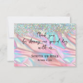 Iridescent Folie en Glitter Bruiloft Dank u Kaart (Voorkant)
