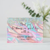 Iridescent Folie en Glitter Bruiloft Dank u Kaart (Staand voorkant)