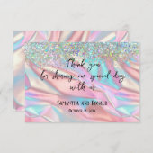 Iridescent Folie en Glitter Bruiloft Dank u Kaart (Voorkant / Achterkant)