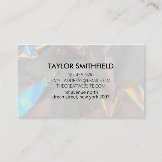 Iridescent Folie Holographic Modern Visitekaartje (Achterkant)