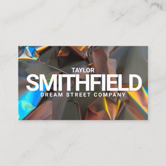 Iridescent Folie Holographic Modern Visitekaartje (Voorkant)