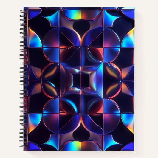 Iridescent Geometric Glow Spiral Notebook - Abstra Notitieboek (Voorkant)