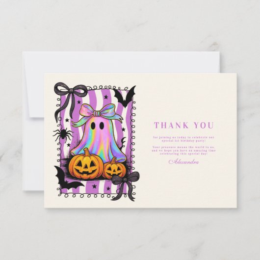 Iridescent Ghost Coquette Bow Spooky One Bedankkaart (Voorkant)