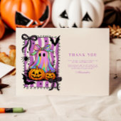 Iridescent Ghost Coquette Bow Spooky One Bedankkaart