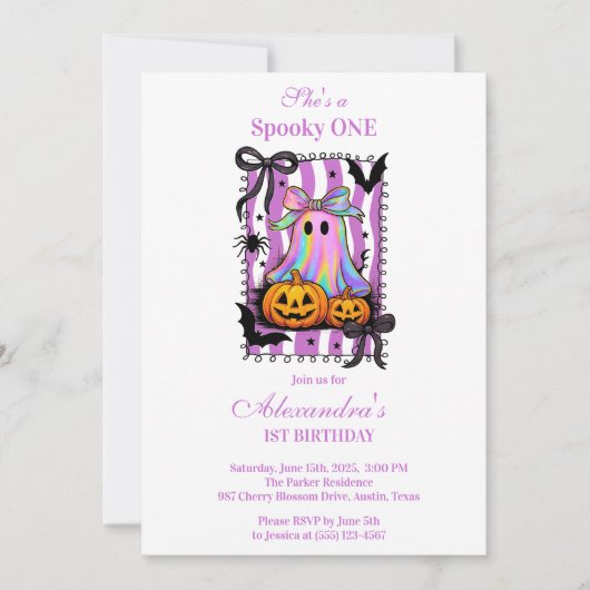 Iridescent Ghost Coquette Bow Spooky One Kaart (Voorkant)