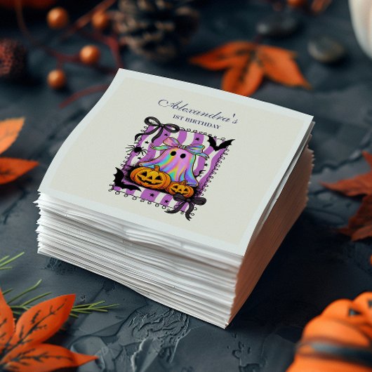 Iridescent Ghost Coquette Bow Spooky One Servet