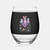 Iridescent Ghost Girly Halloween Wijnglas Zonder Voet (Voorkant)