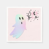 Iridescent Ghost Hey Boo Pastel Halloween Verjaard Servet (Voorkant)