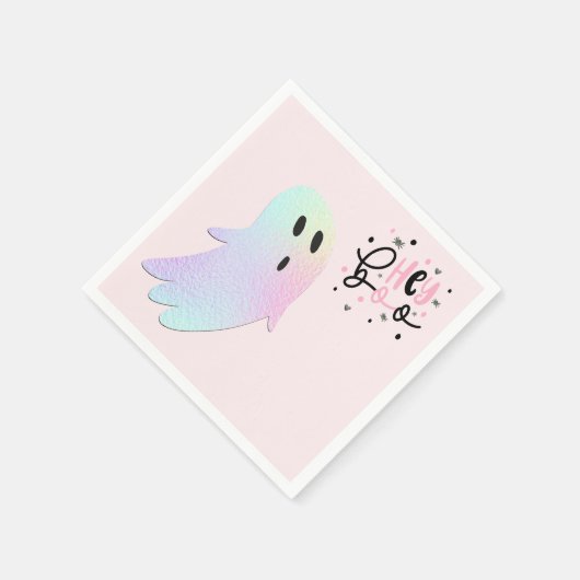 Iridescent Ghost Hey Boo Pastel Halloween Verjaard Servet (Hoek)