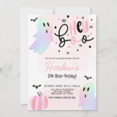 Iridescent Ghost Hey Boo Pink Halloween Verjaardag Kaart (Voorkant)