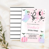 Iridescent Ghost Hey Boo Pink Halloween Verjaardag Kaart