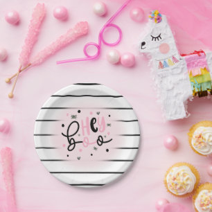 Iridescent Ghost Hey Boo Pink Halloween Verjaardag Papieren Bordje