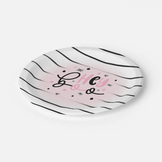 Iridescent Ghost Hey Boo Pink Halloween Verjaardag Papieren Bordje (Gekanteld)