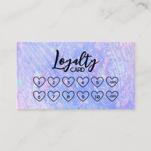 Iridescent Girly Modern Schattigee Loyaliteit Kaar Klantenkaartje (Voorkant)