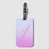 Iridescent Girly Pink Shimmer Persoonlijke naam Bagagelabel (Voorkant (verticaal))