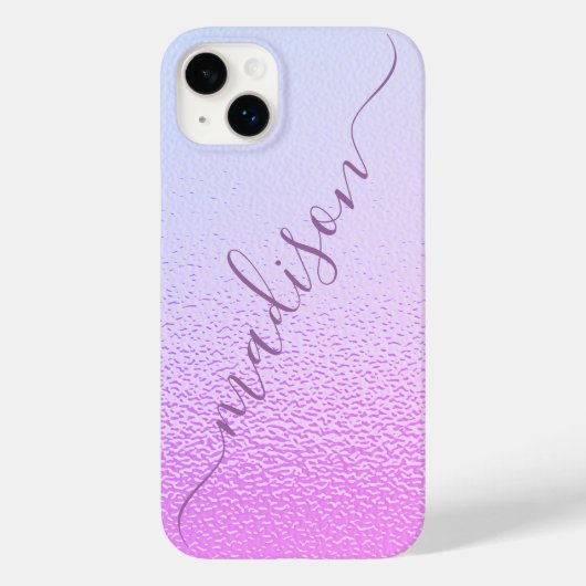 Iridescent Girly Pink Shimmer Persoonlijke naam Case-Mate iPhone Case (Achterkant)