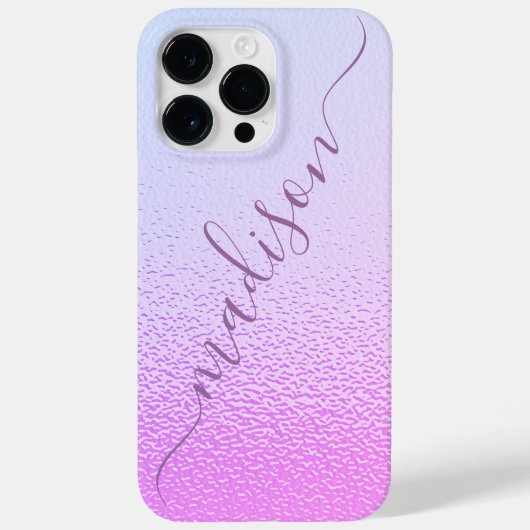 Iridescent Girly Pink Shimmer Persoonlijke naam Case-Mate iPhone Case (Achterkant)