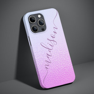 Iridescent Girly Pink Shimmer Persoonlijke naam Case-Mate iPhone 14 Pro Max Hoesje
