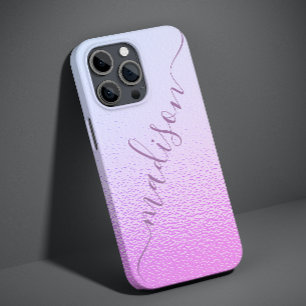 Iridescent Girly Pink Shimmer Persoonlijke naam Case-Mate iPhone 14 Hoesje